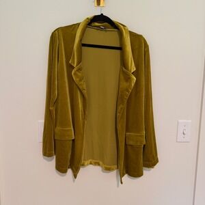 Vada Winter Womens Velvet Blazer and Jogger Set Mustard Gold XS 2 Piece Co-ord